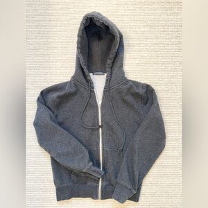 Brandy Melville Dark Gray Zip-Up Hoodie - cozy light fleece lined